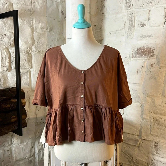 Wishlist | Babydoll Button Tee - Picture 1 of 6